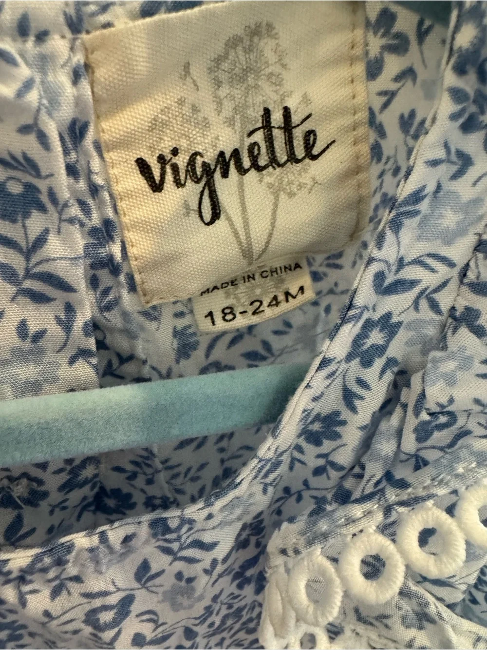 Girls' Blue Floral Ruffle Dress